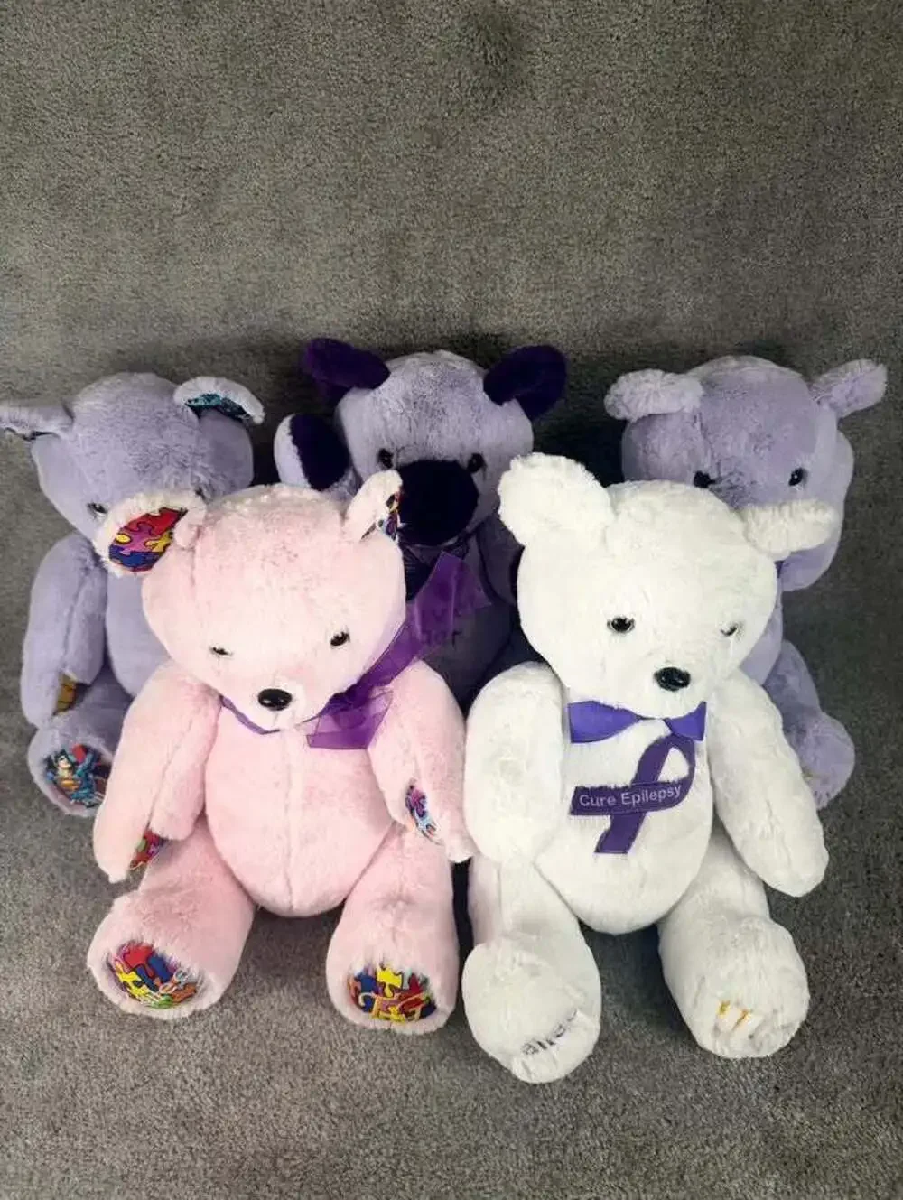 TG Bears Handmade Awareness Plush for Dravet Symptom & Epilepsy - 5 Plush Bears